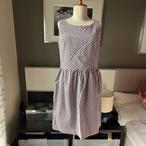 346 Brooks Brothers Wide Crew Neck Sleeveless Dress Cotton Blend Preppy US 8